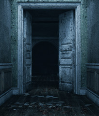An old doors in abandoned house,3d rendering. - 276642854