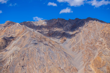 Himalayan mountain landscape along Leh to Manali highway. Majestic rocky mountains in Indian Himalayas, India