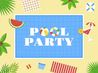 Pool party, Top view Swimming pool vector