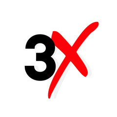 Obraz premium 3x logo icon. X3 text letter, double faster logotype symbol