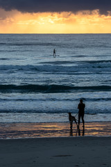 Early morning stand-up paddle boarding on the Gold Coast, Queensland, Australia