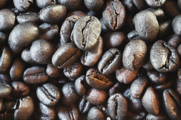 Close up of coffee beans for background                               