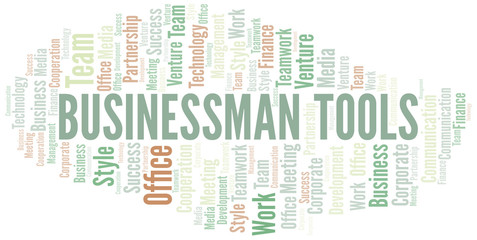 Businessman Tools word cloud. Collage made with text only.