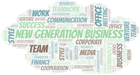 Fototapeta premium New Generation Business word cloud. Collage made with text only.