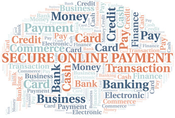 Secure Online Payment word cloud. Vector made with text only.