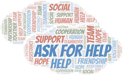 Fototapeta premium Ask For Help word cloud. Vector made with text only.