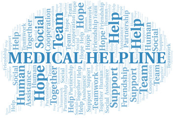 Obraz premium Medical Helpline word cloud. Vector made with text only.