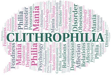 Clithrophilia word cloud. Type of Philia.