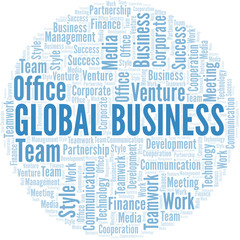 Fototapeta premium Global Business word cloud. Collage made with text only.