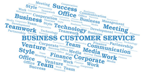 Business Customer Service word cloud. Collage made with text only.