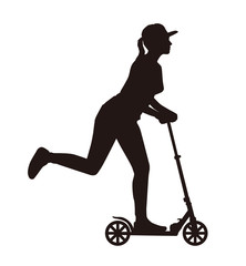Girl Riding a Scooter Silhouette