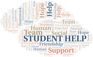 Student Help word cloud. Vector made with text only.