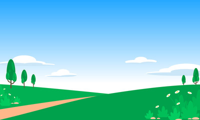 green meadow and bright sky