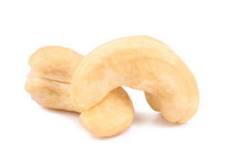 Cashews isolated on white background, macro.