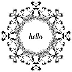 Vector illustration lettering hello for decor pattern flower frame