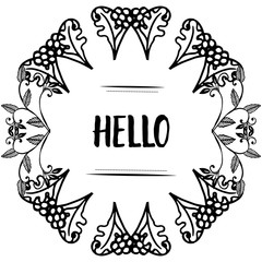 Vector illustration lettering hello for decor pattern flower frame