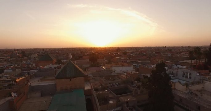 AERIAL: Old medina in Marrakech