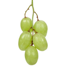 Green seedless grapes isolated on white background