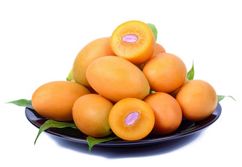 sweet Marian plum thai fruit isolated on white background (Mayongchid Maprang Marian Plum and Plum Mango,Thailand)