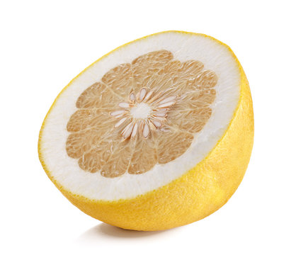Half of grapefruit fruit on a white background