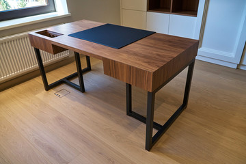 Design of wooden desk for modern office