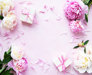 Background with pink peonies