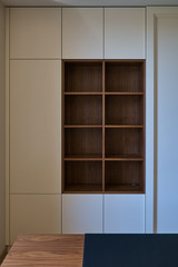Design of wooden bookcase for modern office