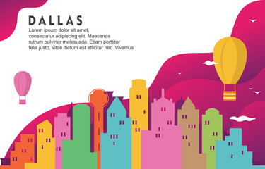 Dallas Texas City Building Cityscape Skyline Dynamic Background Illustration