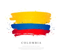 Fototapeten Flag of Colombia. Brush strokes drawn by hand. © chekart