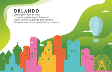Orlando Florida City Building Cityscape Skyline Dynamic Background Illustration