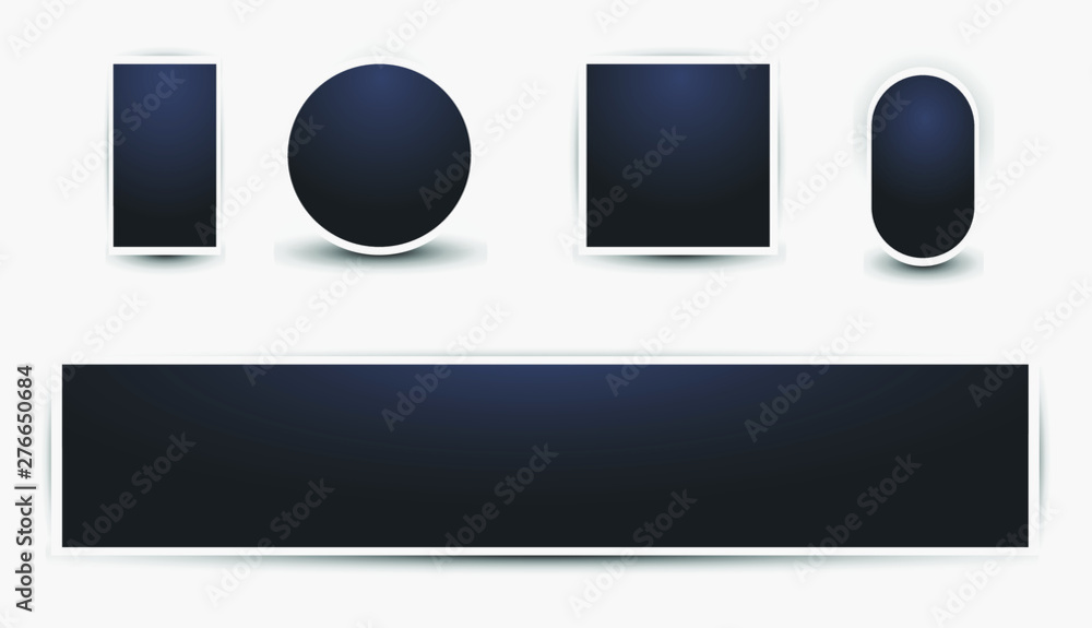 Poster vector polaroid photo frame design layout. white border on a white background. set of various forms.