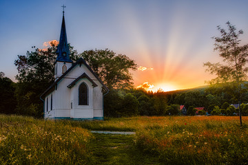 Holzkirche Elend im Harz Abendstimmung Sonnenuntergang