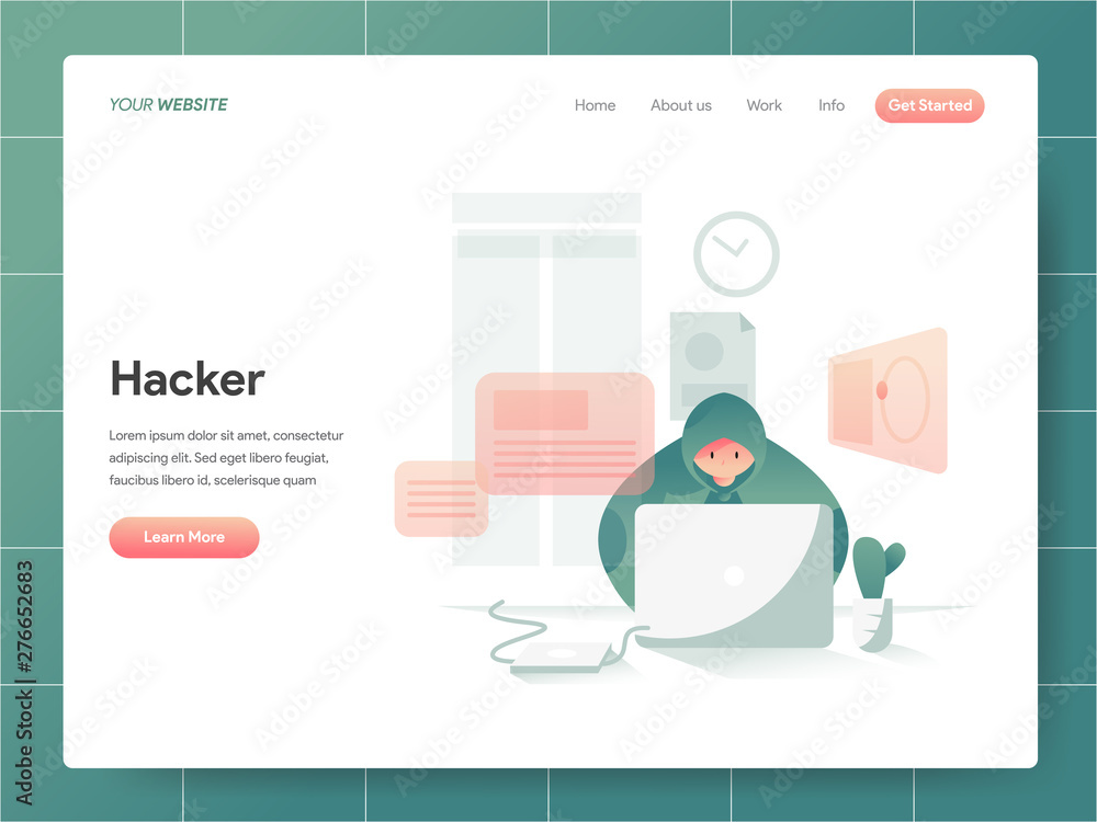 Poster hacker illustration concept. modern design concept of web page design for website and mobile website