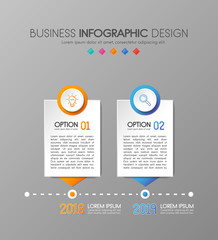 Colourful infographic - timeline with 2 steps. Vector