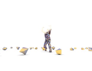 Humans and flying fragments, bravely marching forward