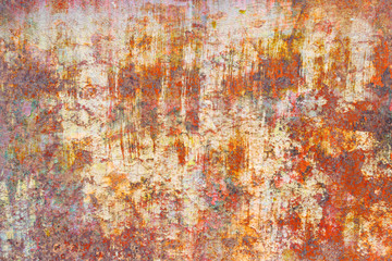Grunge metal coroded texture. Old rusty metal plate heavily aged corrosion stain creates a grungy frame.