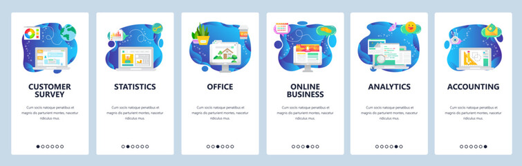 Website and mobile app onboarding screens vector template