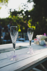 glasses of champagne on table