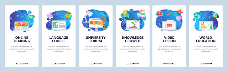 Website and mobile app onboarding screens vector template