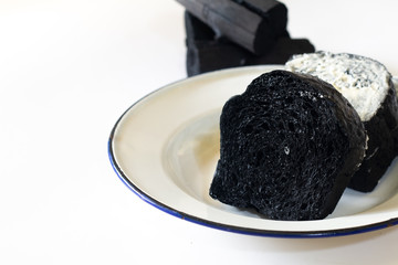 Close up Organic homemade charcoal bread
