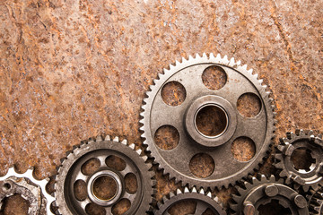 Various car parts and accessories, on metal  background - Image