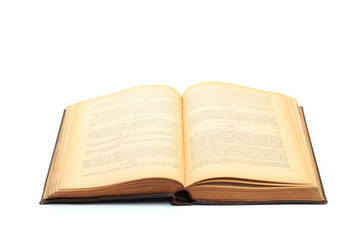Obraz premium open vintage book isolated on a white background .