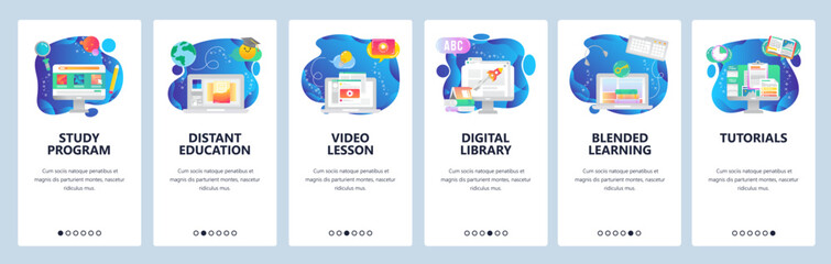 Website and mobile app onboarding screens vector template