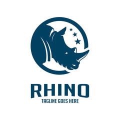 rhinoceros head logo design in a circle