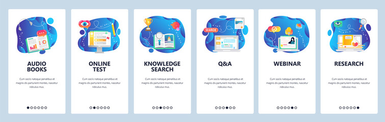 Website and mobile app onboarding screens vector template
