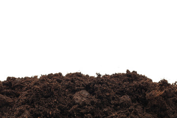 pile of soil isolated on white background - Image .