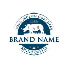 vintage rhinoceros logo design © idealis