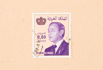 MOROCCO - CIRCA 1980: A stamp printed in Morocco shows the king, circa 1980