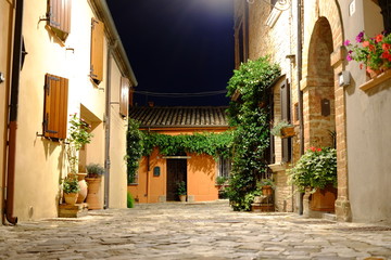 entrance of a house in a medieval village in Italy