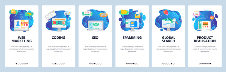 Website and mobile app onboarding screens vector template